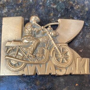 Kawasaki Brass  Belt Buckle Vintage EUC